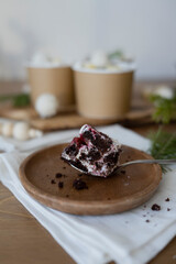 Chocolate pastries in a cup on the table