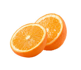 Sliced orange fruit isolated on layered png format background