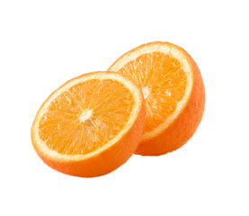 Sliced orange fruit isolated on layered png format background