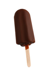 Chocolate popsicle ice cream stick isolated on layered png format background