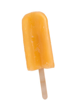 Orange Popsicle Ice Cream Stick Isolated On Layered Png Format Background.	