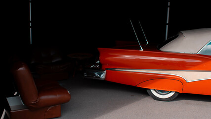 Fototapeta premium Exhibition of retro and custom cars and motorcycles