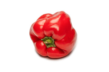 Red bell pepper isolated on a white background.