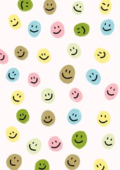 Abstract multicolored emoticons with smiles on a white background