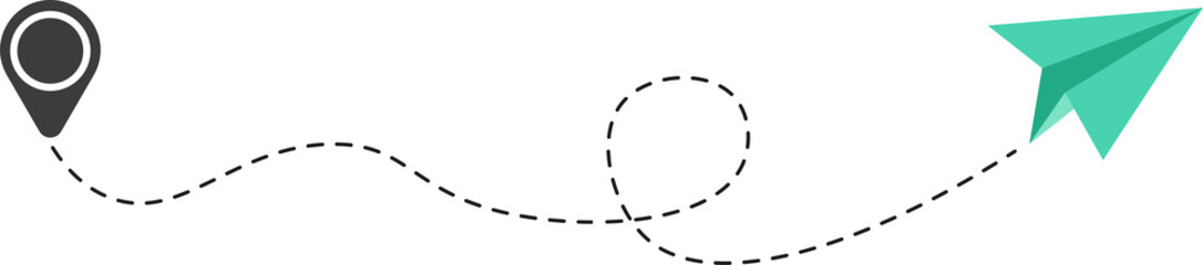 Dashed line paper airplane route