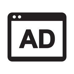 Browser ad block icon. Ad blocker or advertising concept vector illustration