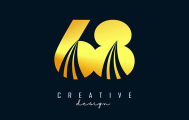 Fototapeta na wymiar Golden Creative number 62 6 2 logo with leading lines and road concept design. Number with geometric design. Vector Illustration with number and creative cuts.