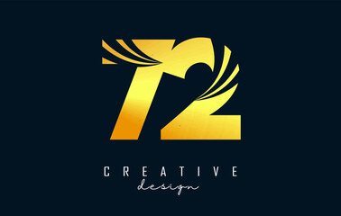 Golden Creative number 62 6 2 logo with leading lines and road concept design. Number with geometric design. Vector Illustration with number and creative cuts.