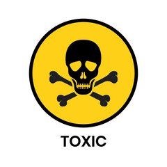 Vector toxic poison icon isolated on white background. Warning symbol. Poison, acid, toxic, caution icon. Skull and crossbones.