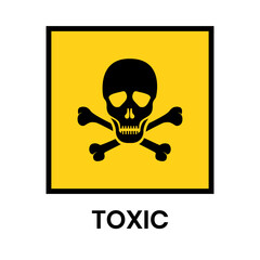 Vector toxic poison icon isolated on white background. Warning symbol. Poison, acid, toxic, caution icon. Skull and crossbones.