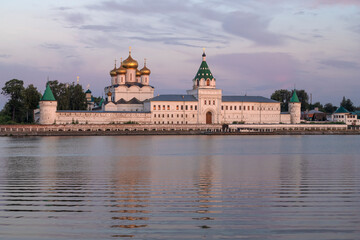 View of the ancient Holy Trinity Ipatiev Monastery before dawn. Kostroma, Golden Ring of Russia