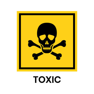 Vector toxic poison icon isolated on white background. Warning symbol. Poison, acid, toxic, caution icon. Skull and crossbones.