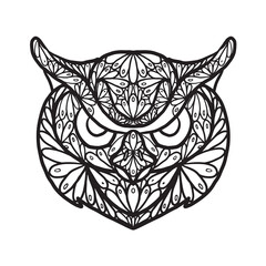 Hand drawn Owl ornament for coloring