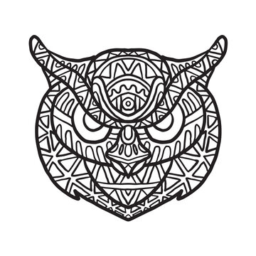 Hand drawn Owl ornament for coloring