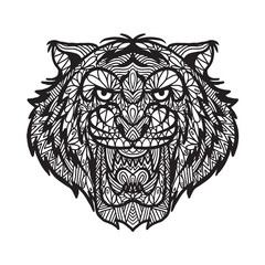Obraz premium Hand drawn Tiger doodle for coloring