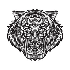 Hand drawn Tiger doodle for coloring