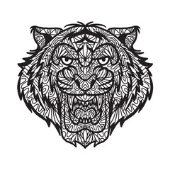 Hand drawn Tiger doodle for coloring