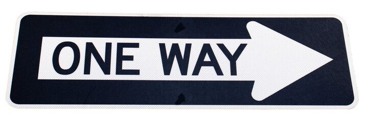 One Way Black and White sign icon on a transparent background