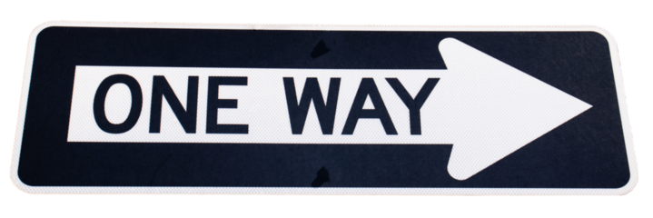 One Way Black and White sign icon on a transparent background