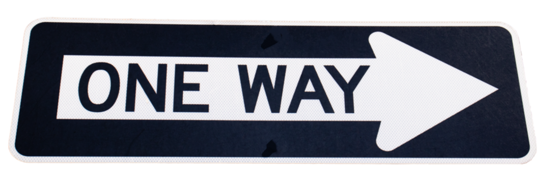 One Way Black and White sign icon on a transparent background