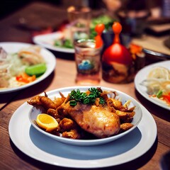 Essen angerichtet auf einem Teller