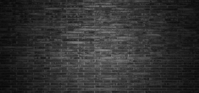 Urban Black brick wall backgrounds, brick room, interior texture, wall background.