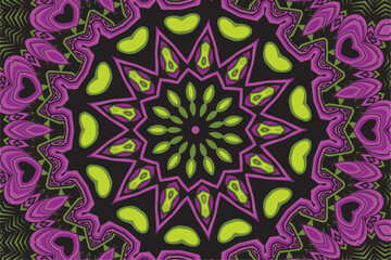 Vector seamless pattern doodle art mandala ethnic design with colorful ornaments background