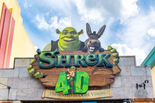 Sign of the Shrek 4D cinema in Universal Studios Florida