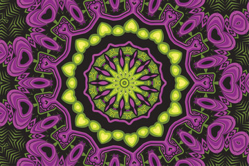 Vector seamless pattern doodle art mandala ethnic design with colorful ornaments background