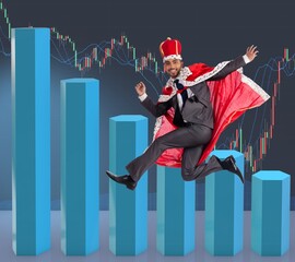 Businessman dressed as king in business concept