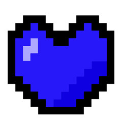 Obraz premium ドット絵 ハート 青 イラスト