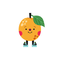 Cute cartoon apricot illustration on a white background.