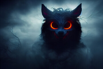 halloween cute werewolf boy digital illustration, created with generative ai