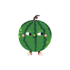 Cute cartoon watermelon illustration on a white background.
