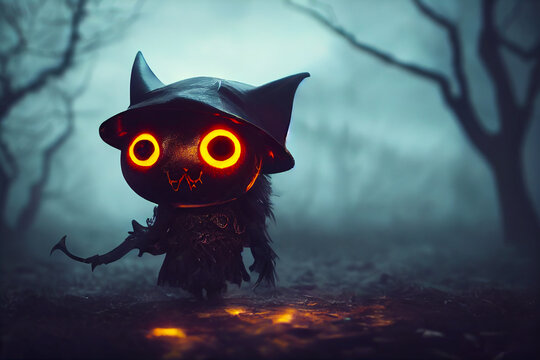 halloween cute bat monster digital illustration, created with generative ai