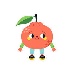 Cute cartoon mandarin (tangerine) illustration on a white background.
