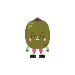 Cute cartoon kiwi illustration on a white background.