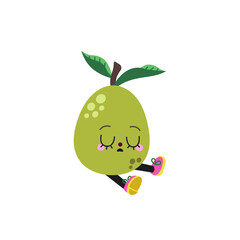 Cute cartoon guava illustration on a white background. - 531430496