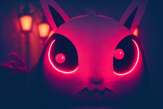 Halloween Scary Pink Killer Bunny, Generative Ai