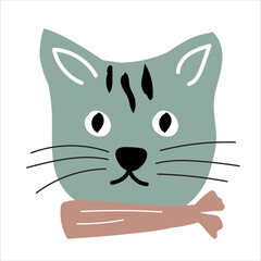 cat childish hand drawn vector element