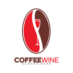 Coffee wine design logo vector with coffee beans concept.