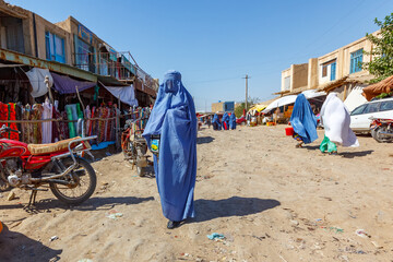 Afghan women wearing burka (burqa) at the market, Andkhoy, Faryab Province, Northern Afghanistan