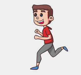little boy jogging cartoon illustration