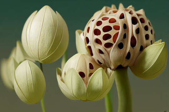The pod of lotus flower. Trypophobia concept.