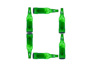 The number 0 is made of glass bottles