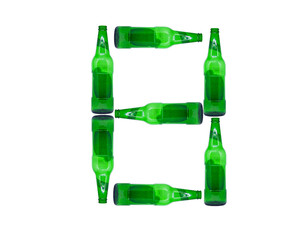 The number 8 is made of glass bottles