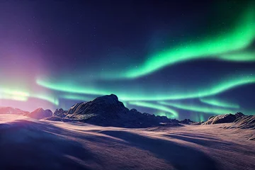 Fotobehang Aurora Borealis in the night. Northern lights, polar light. © ErenMotion