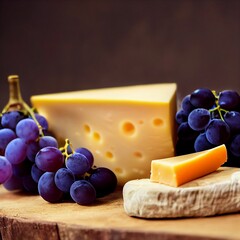 Käse, Wein und Weintrauben