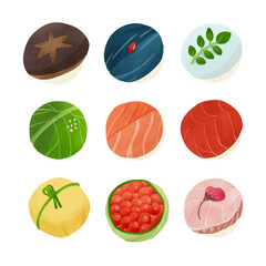 ハレの日　てまり寿司手描きイラスト