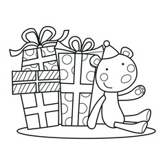 Teddy bear with christmas gifts